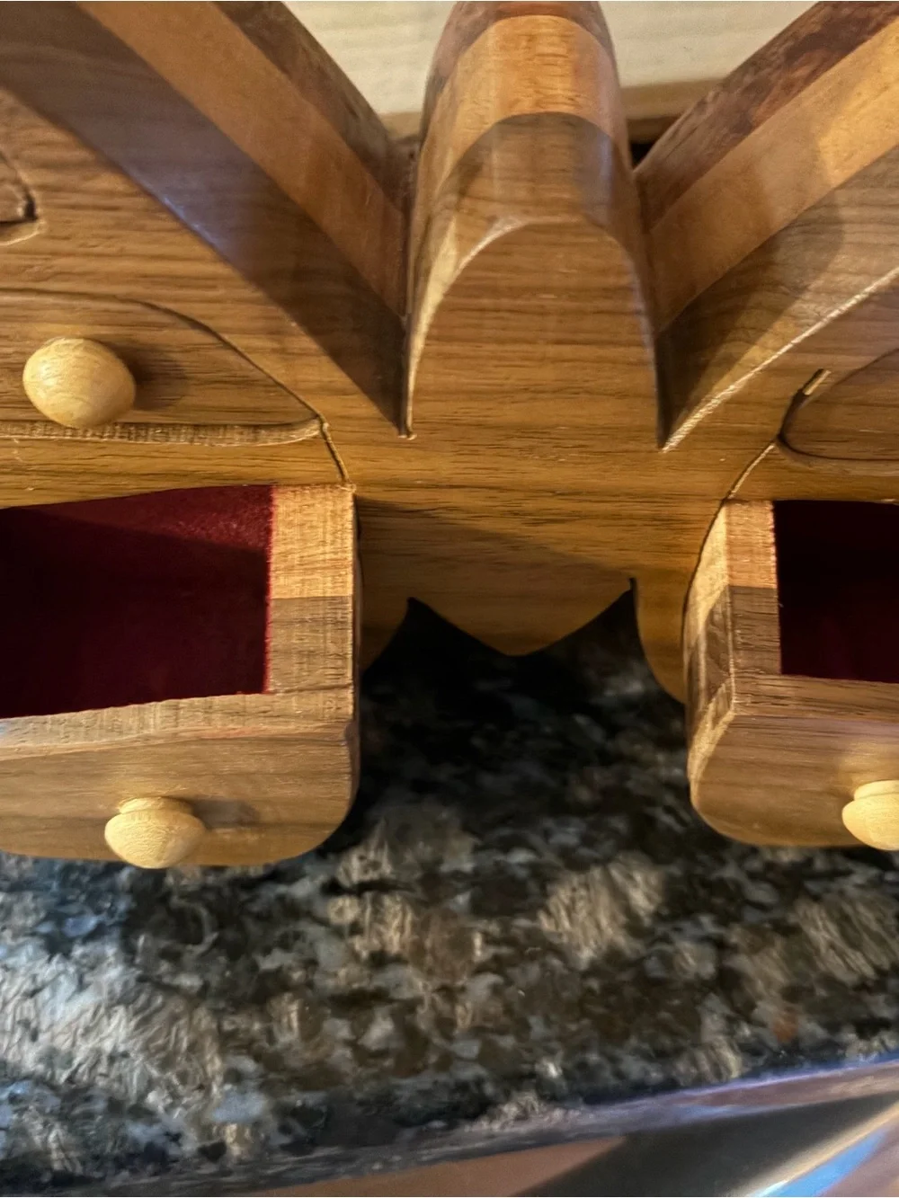Inlay hand made Butterfly Shaped Wooden Jewelry Box - Warm Brown